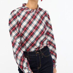 J Crew cotton-blend poplin ruffle top